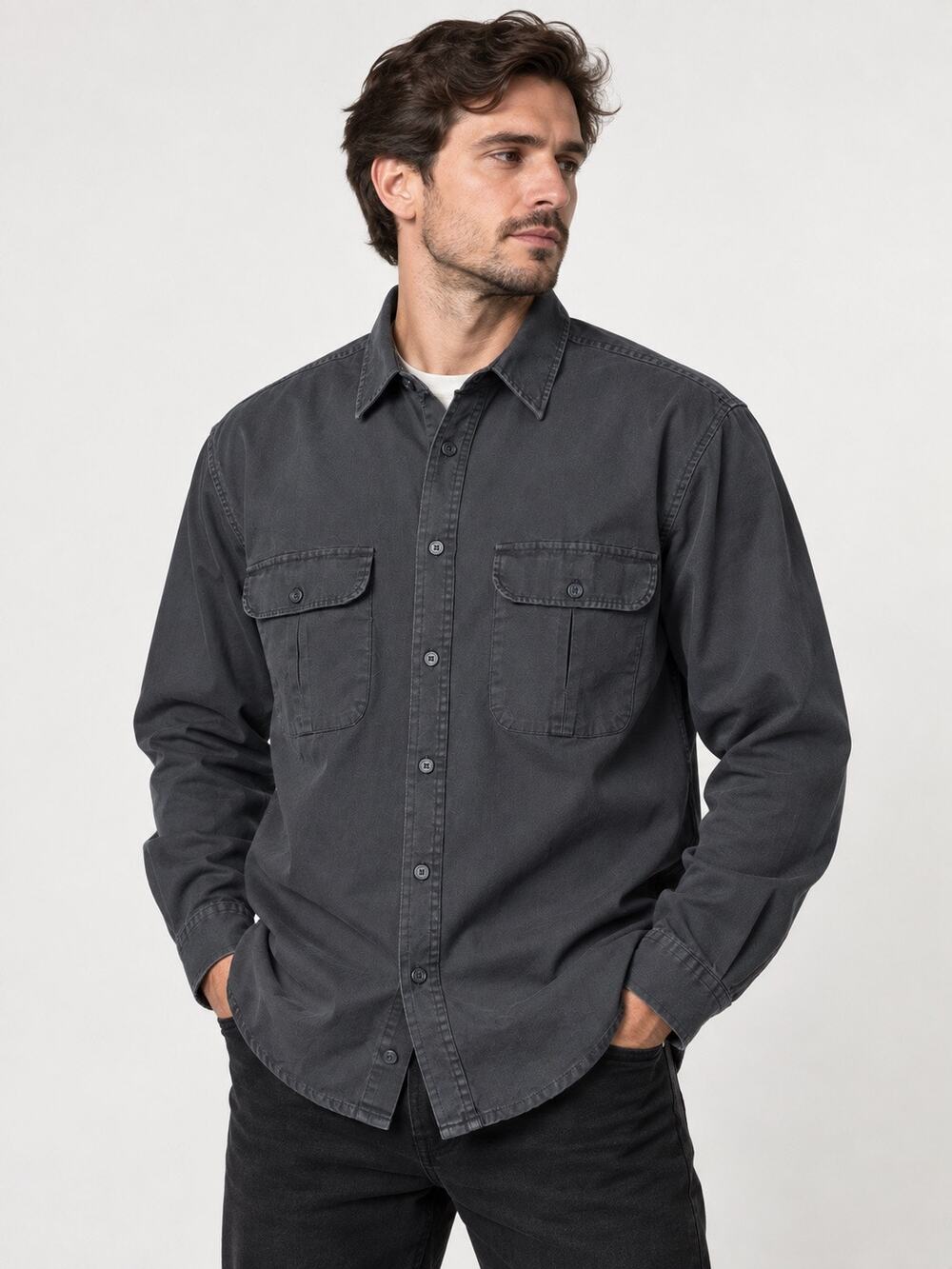 Vintage Rio Bravo by Prestige Men’s Large Charcoal Gray Cotton Outdoor  Shirt